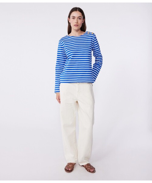PETIT BATEAU(プチバトー)の「マリニエールプルオーバー(スウェット・レディース・ホワイト×グリーン/ホワイト×ブルー・XX-SMALL/X-SMALL/SMALL/MEDIUM/LARGE)」の12枚目の写真