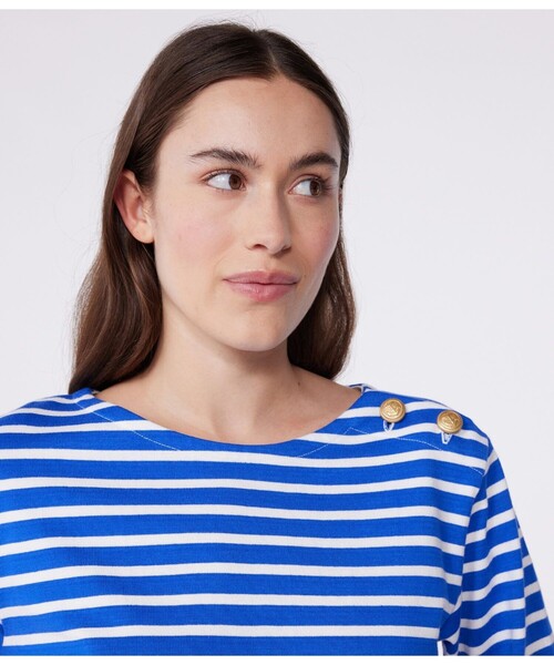 PETIT BATEAU(プチバトー)の「マリニエールプルオーバー(スウェット・レディース・ホワイト×グリーン/ホワイト×ブルー・XX-SMALL/X-SMALL/SMALL/MEDIUM/LARGE)」の11枚目の写真