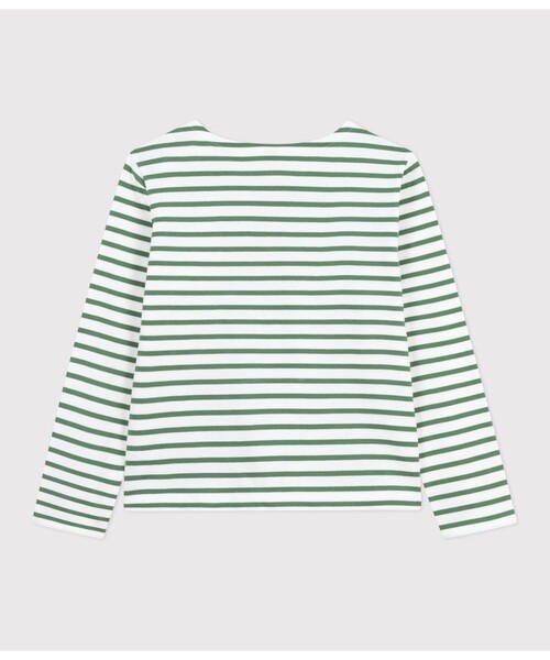 PETIT BATEAU(プチバトー)の「マリニエールプルオーバー(スウェット・レディース・ホワイト×グリーン/ホワイト×ブルー・XX-SMALL/X-SMALL/SMALL/MEDIUM/LARGE)」の4枚目の写真
