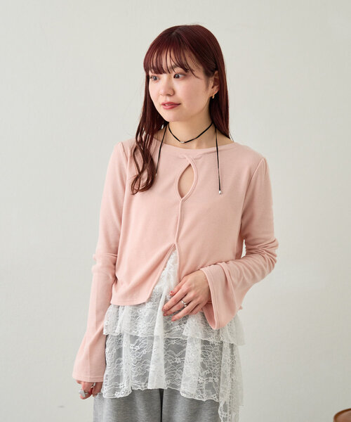 Kastane(カスタネ)の「カットアウトリブカットソー(Tシャツ/カットソー・レディース・サックスブルー/アイボリー/ピンク・FREE)」の22枚目の写真