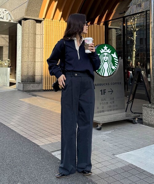 fredy emue(フレディエミュ)の「ワンポイント刺繍ラガーシャツ(Tシャツ/カットソー・レディース・ネイビー/ホワイト系その他/キャメル/パープル系その他・38)」の8枚目の写真
