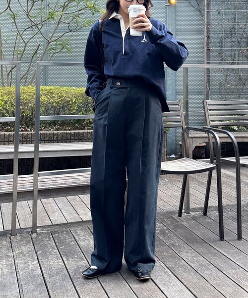 fredy emue(フレディエミュ)の「ワンポイント刺繍ラガーシャツ(Tシャツ/カットソー・レディース・ネイビー/ホワイト系その他/キャメル/パープル系その他・38)」の11枚目の写真
