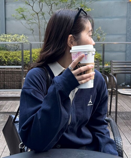 fredy emue(フレディエミュ)の「ワンポイント刺繍ラガーシャツ(Tシャツ/カットソー・レディース・ネイビー/ホワイト系その他/キャメル/パープル系その他・38)」の15枚目の写真