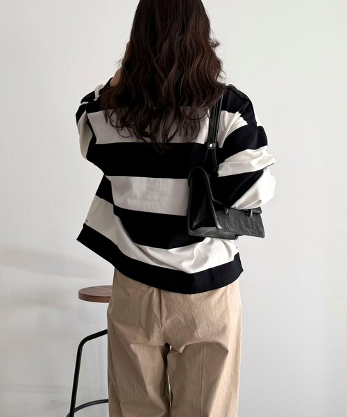 fredy emue(フレディエミュ)の「ワンポイント刺繍ラガーシャツ(Tシャツ/カットソー・レディース・ネイビー/ホワイト系その他/キャメル/パープル系その他・38)」の22枚目の写真