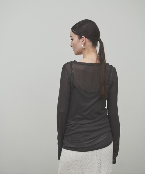 Lutim by u(ルチバイユー)の「Sheer rib layered Tunic / レイヤードチュニック(Tシャツ/カットソー・レディース・チャコールグレー/オフホワイト/グレイッシュベージュ・FREE)」の17枚目の写真