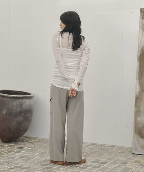 Lutim by u(ルチバイユー)の「Sheer rib layered Tunic / レイヤードチュニック(Tシャツ/カットソー・レディース・チャコールグレー/オフホワイト/グレイッシュベージュ・FREE)」の9枚目の写真