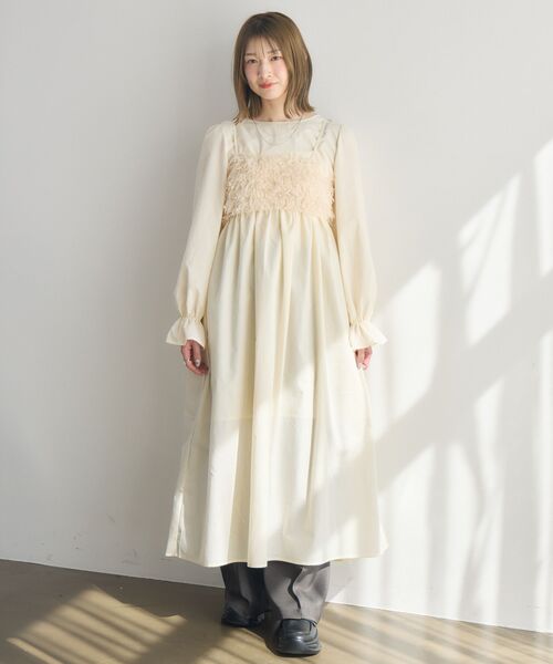RETRO GIRL（レトロガール）の「フェザービスチェセットOP（ワンピース・レディース・ナチュラル/ライトグレー・FREE）」の6枚目の写真