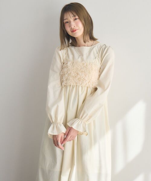 RETRO GIRL（レトロガール）の「フェザービスチェセットOP（ワンピース・レディース・ナチュラル/ライトグレー・FREE）」の10枚目の写真