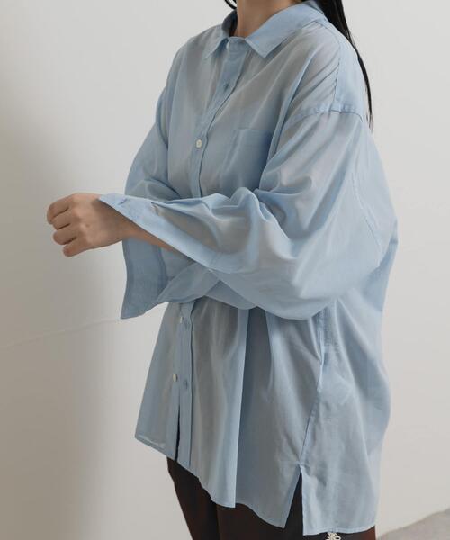 MIDIUMISOLID(ミディウミソリッド)の「『別注』MIDIUMISOLID×TGM sheer voile shirts(シャツ/ブラウス・レディース・ライトブルー/グレー/オフホワイト・ONE)」の15枚目の写真