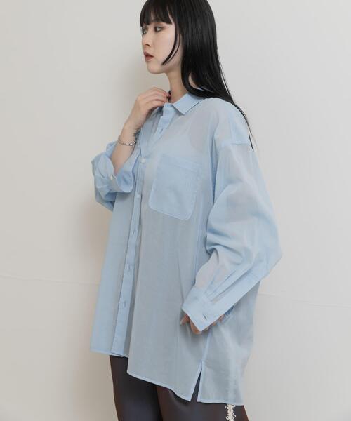MIDIUMISOLID(ミディウミソリッド)の「『別注』MIDIUMISOLID×TGM sheer voile shirts(シャツ/ブラウス・レディース・ライトブルー/グレー/オフホワイト・ONE)」の14枚目の写真