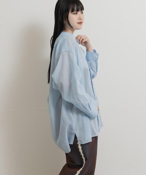MIDIUMISOLID(ミディウミソリッド)の「『別注』MIDIUMISOLID×TGM sheer voile shirts(シャツ/ブラウス・レディース・ライトブルー/グレー/オフホワイト・ONE)」の12枚目の写真