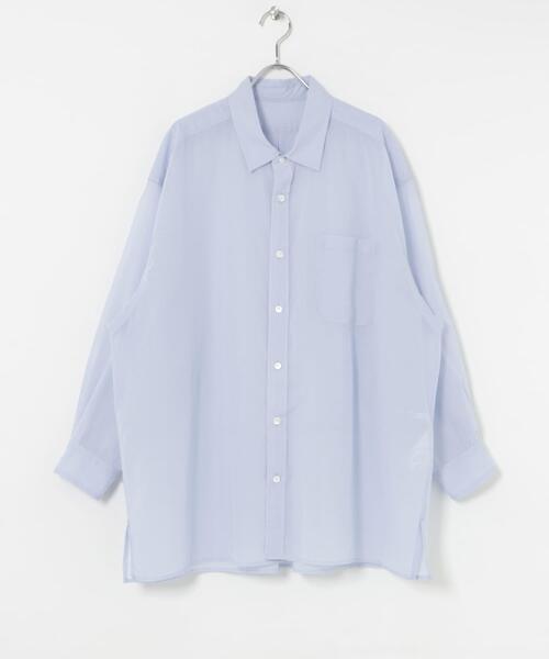 MIDIUMISOLID(ミディウミソリッド)の「『別注』MIDIUMISOLID×TGM sheer voile shirts(シャツ/ブラウス・レディース・ライトブルー/グレー/オフホワイト・ONE)」の9枚目の写真