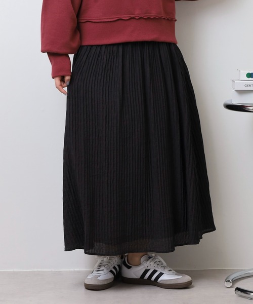 EGLANTINE(エグランティーヌ)の「EGLANTINE 【セットアップ対応】ウエストシャーリング楊柳スカート(スカート・レディース・ベージュ/オフホワイト/ブラック・40)」の22枚目の写真