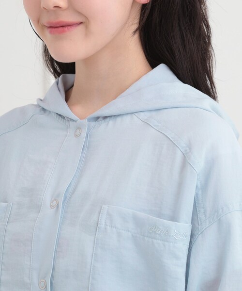 PINK-latte（ピンクラテ）の「ショート丈ブルゾン（ブルゾン・キッズ・ブラック/ベビーピンク/ライトブルー/オフホワイト・13/16/14/15 ）」の8枚目の写真