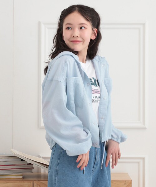 PINK-latte（ピンクラテ）の「ショート丈ブルゾン（ブルゾン・キッズ・ブラック/ベビーピンク/ライトブルー/オフホワイト・13/16/14/15 ）」の13枚目の写真