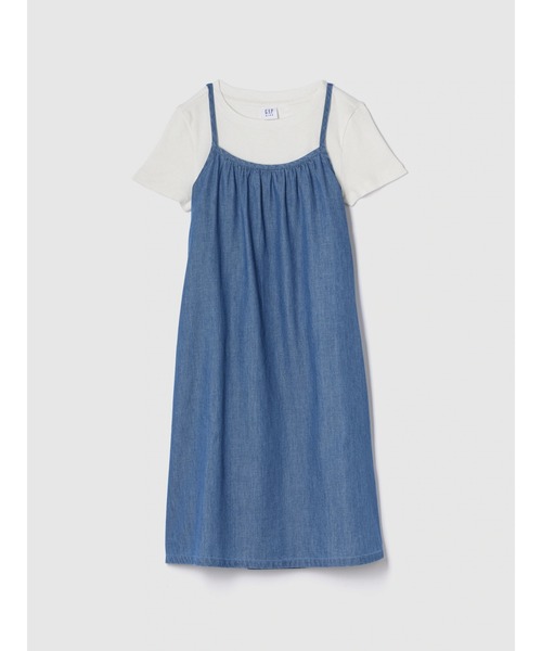 GAP（ギャップ）の「リラックス ワンピース 2点コーデセット (キッズ)（ワンピース・キッズ・インディゴブルー/ブラック・120cm/130cm/140cm/110cm/160cm/150cm）」の2枚目の写真