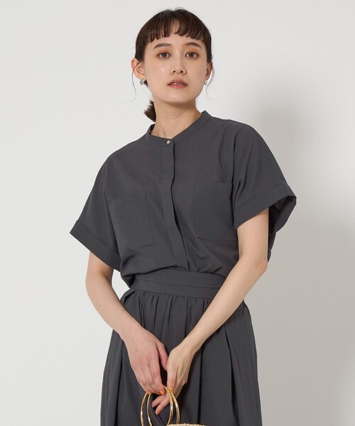 green label relaxing（グリーンレーベルリラクシング）の「Breeze Cool ポケット ショートスリーブ シャツ -マシンウォッシャブル・吸水速乾・通気性-（シャツ/ブラウス・レディース・ベージュ/ダークグレー/ホワイト/ライトブルー・FREE）」の11枚目の写真