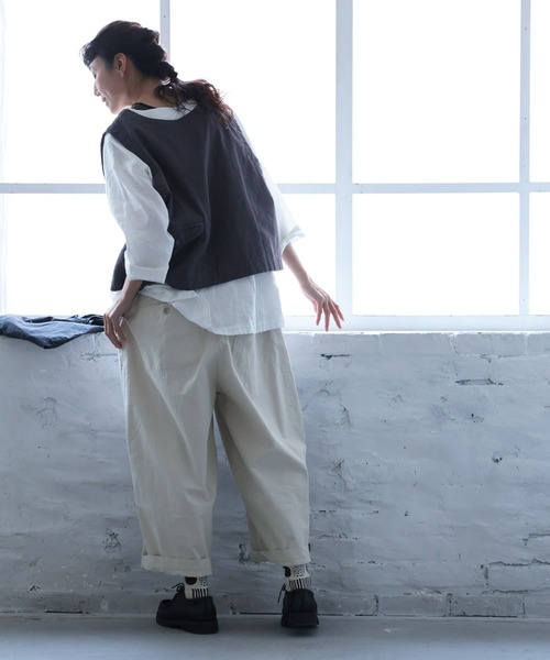 soulberry(ソウルベリー)の「店長がつくったモノトーンな推しパンツ(その他パンツ・レディース・グレイッシュベージュ/ブラック・4L/3L/LL/L/M/S/5L)」の8枚目の写真