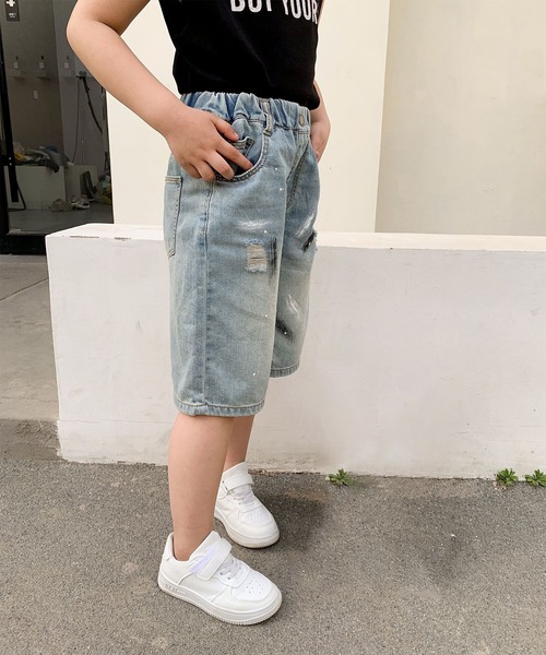 aimoha（アイモハ）の「【aimoha-KIDS-】七分丈　ダメージデニムパンツ (SS)（デニムパンツ・キッズ・ブルー・90/100/110/120/130）」の7枚目の写真
