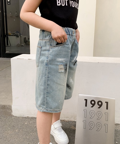 aimoha（アイモハ）の「【aimoha-KIDS-】七分丈　ダメージデニムパンツ (SS)（デニムパンツ・キッズ・ブルー・90/100/110/120/130）」の9枚目の写真