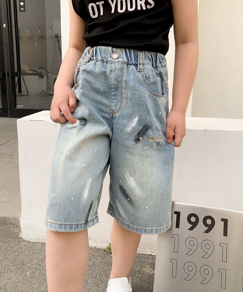aimoha（アイモハ）の「【aimoha-KIDS-】七分丈　ダメージデニムパンツ (SS)（デニムパンツ・キッズ・ブルー・90/100/110/120/130）」の10枚目の写真