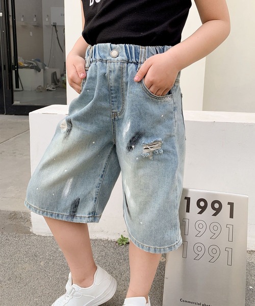 aimoha（アイモハ）の「【aimoha-KIDS-】七分丈　ダメージデニムパンツ (SS)（デニムパンツ・キッズ・ブルー・90/100/110/120/130）」の11枚目の写真