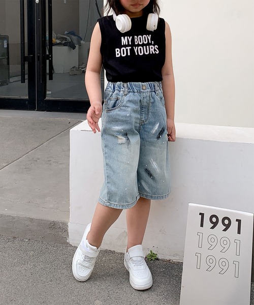 aimoha（アイモハ）の「【aimoha-KIDS-】七分丈　ダメージデニムパンツ (SS)（デニムパンツ・キッズ・ブルー・90/100/110/120/130）」の3枚目の写真