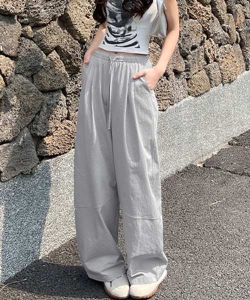 Miniministore(ミニミニストア)の「ワイドパンツハイウエストストレートパンツ(スウェットパンツ・レディース・ライトイエロー/ライトグレー/ブラック/ホワイト/レッド/キャメル・FREE)」の10枚目の写真