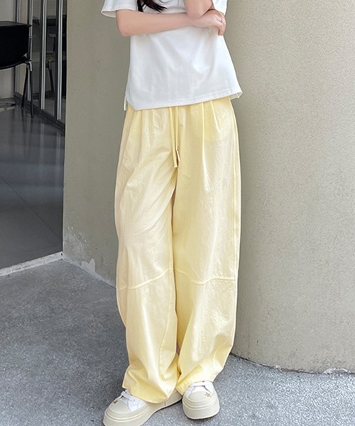 Miniministore(ミニミニストア)の「ワイドパンツハイウエストストレートパンツ(スウェットパンツ・レディース・ライトイエロー/ライトグレー/ブラック/ホワイト/レッド/キャメル・FREE)」の18枚目の写真