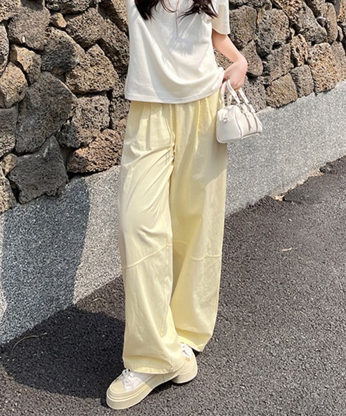 Miniministore(ミニミニストア)の「ワイドパンツハイウエストストレートパンツ(スウェットパンツ・レディース・ライトイエロー/ライトグレー/ブラック/ホワイト/レッド/キャメル・FREE)」の19枚目の写真