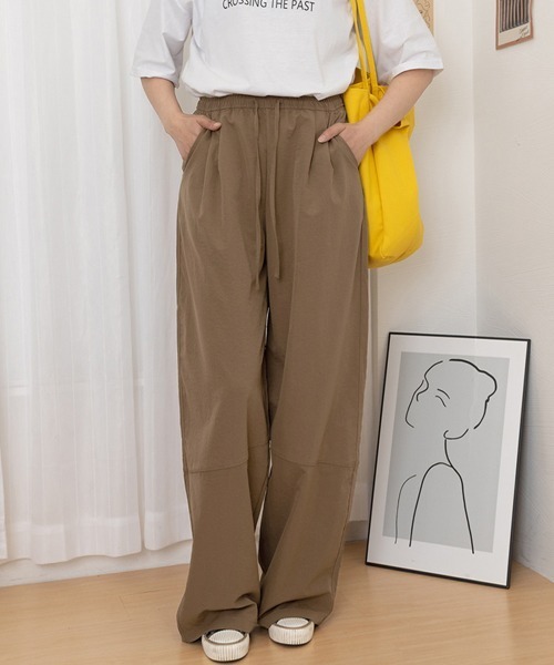 Miniministore(ミニミニストア)の「ワイドパンツハイウエストストレートパンツ(スウェットパンツ・レディース・ライトイエロー/ライトグレー/ブラック/ホワイト/レッド/キャメル・FREE)」の22枚目の写真
