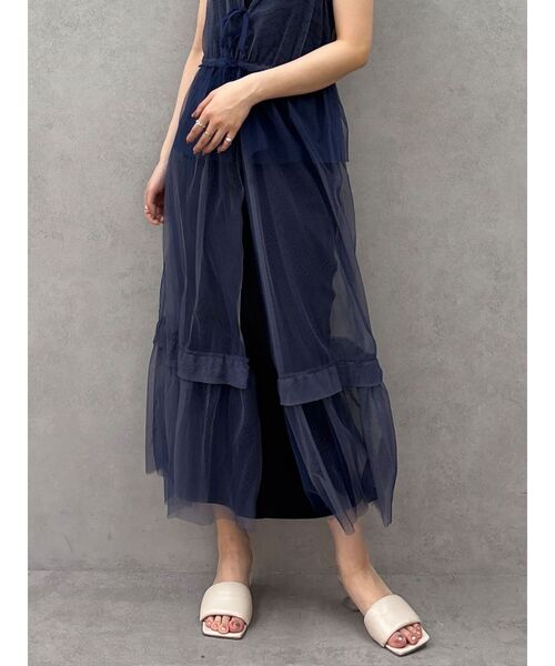 LAGUNAMOON（ラグナムーン）の「レイヤードチュールキャミワンピース（ワンピース・レディース・ネイビー/ブラック・SMALL/MEDIUM）」の14枚目の写真