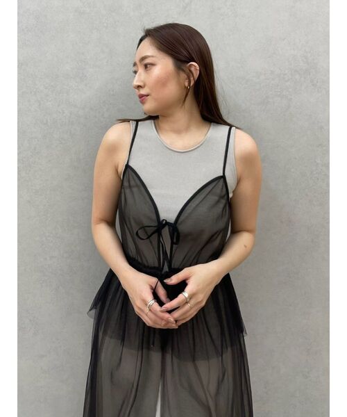 LAGUNAMOON（ラグナムーン）の「レイヤードチュールキャミワンピース（ワンピース・レディース・ネイビー/ブラック・SMALL/MEDIUM）」の15枚目の写真