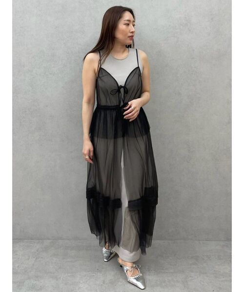 LAGUNAMOON（ラグナムーン）の「レイヤードチュールキャミワンピース（ワンピース・レディース・ネイビー/ブラック・SMALL/MEDIUM）」の16枚目の写真