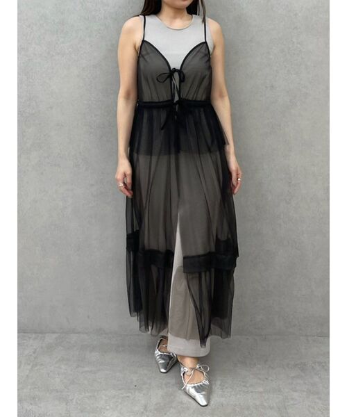 LAGUNAMOON（ラグナムーン）の「レイヤードチュールキャミワンピース（ワンピース・レディース・ネイビー/ブラック・SMALL/MEDIUM）」の17枚目の写真