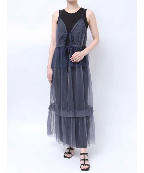 LAGUNAMOON（ラグナムーン）の「レイヤードチュールキャミワンピース（ワンピース・レディース・ネイビー/ブラック・SMALL/MEDIUM）」の7枚目の写真