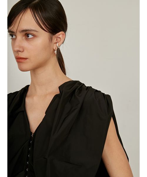 styling/(スタイリング)の「【セットアップ対応】バルーンノースリーブトップス(Tシャツ/カットソー・レディース・ライトベージュ/ブラック・FREE)」の7枚目の写真