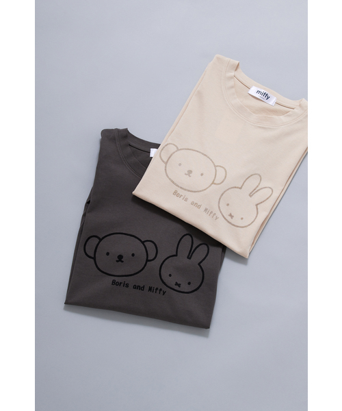 Miffy( ミッフィー)の「【miffy/ミッフィー】ミッフィーandボリスフロッキープリント半袖Tシャツ(Tシャツ/カットソー・レディース・チャコール/ベージュ・M~L/LL~3L)」の22枚目の写真