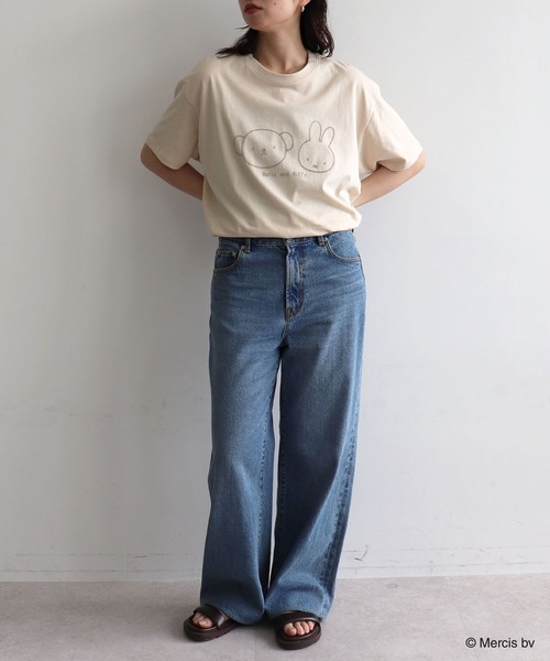 Miffy( ミッフィー)の「【miffy/ミッフィー】ミッフィーandボリスフロッキープリント半袖Tシャツ(Tシャツ/カットソー・レディース・チャコール/ベージュ・M~L/LL~3L)」の14枚目の写真