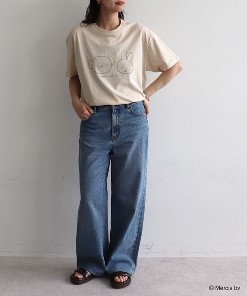 Miffy( ミッフィー)の「【miffy/ミッフィー】ミッフィーandボリスフロッキープリント半袖Tシャツ(Tシャツ/カットソー・レディース・チャコール/ベージュ・M~L/LL~3L)」の13枚目の写真