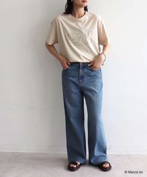 Miffy( ミッフィー)の「【miffy/ミッフィー】ミッフィーandボリスフロッキープリント半袖Tシャツ(Tシャツ/カットソー・レディース・チャコール/ベージュ・M~L/LL~3L)」の12枚目の写真