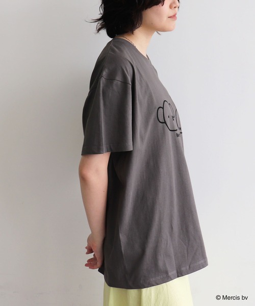 Miffy( ミッフィー)の「【miffy/ミッフィー】ミッフィーandボリスフロッキープリント半袖Tシャツ(Tシャツ/カットソー・レディース・チャコール/ベージュ・M~L/LL~3L)」の7枚目の写真