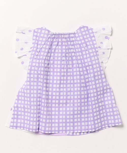 KP（ケーピー）の「ローンプリント＆レース 縦接ぎブラウス（シャツ/ブラウス・キッズ・ネイビー/ラベンダー・80ｃｍ/90cm/100cm/110cm/120cm/130cm/140cm）」の3枚目の写真