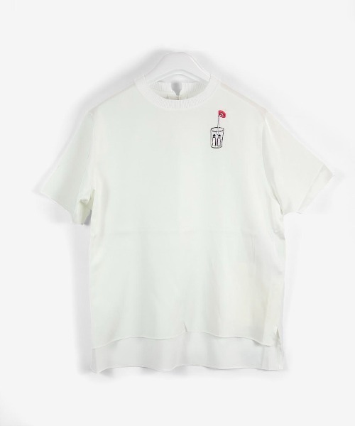 STUDIO PICONE(スタジオピッコーネ)の「コットン混サテン前後差プルオーバー(Tシャツ/カットソー・レディース・ネイビー/ホワイト/ブルー・LL/M/L)」の1枚目の写真
