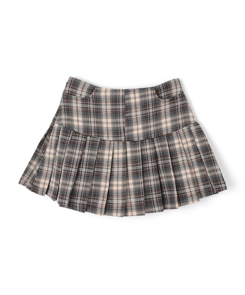 check ribbon pleats mini skirt/チェックリボンプリーツミニスカート