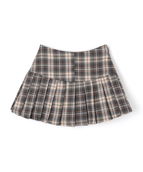 check ribbon pleats mini skirt/チェックリボンプリーツミニスカート