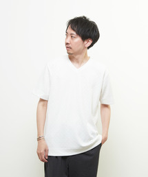 MEN'S MELROSE | ジオメトリックブリスターVネックハーフスリーブTシャツ(Tシャツ/カットソー)