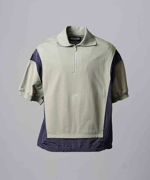 UNISEX》Prime-Over Layering Crew Neck Half Zip Polo Shirt