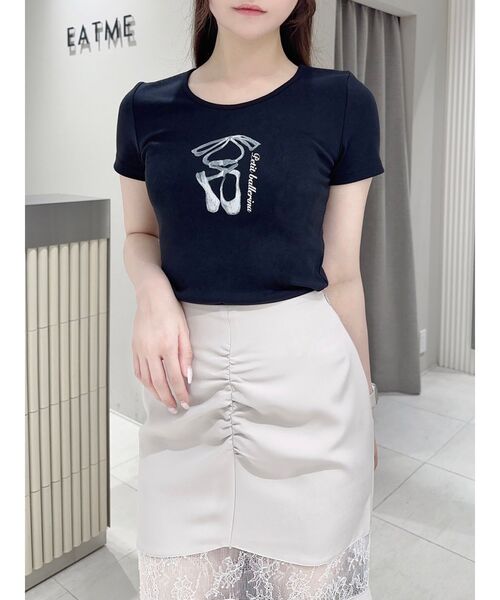 EATME(イートミー)の「バレエプリントTシャツ(Tシャツ/カットソー・レディース・オフホワイト/ブラック・FREE)」の1枚目の写真
