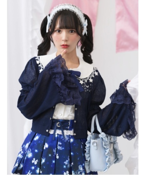 Ank Rouge(アンクルージュ)の「星座の姫袖カットカーデ(Tシャツ/カットソー・レディース・ホワイト/ピンク/ネイビー/ブルー・M)」の2枚目の写真